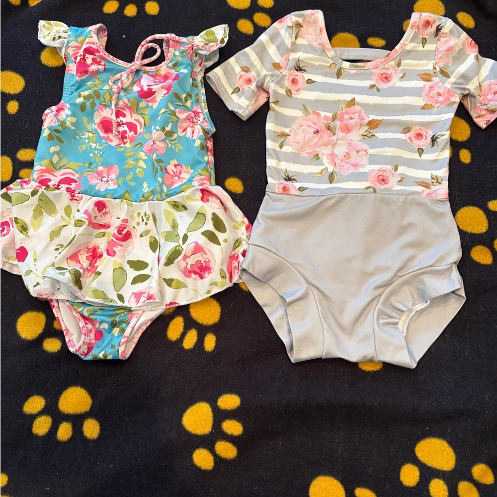 SweetHoney Floral Leo Luv Striped Bodysuit Duo